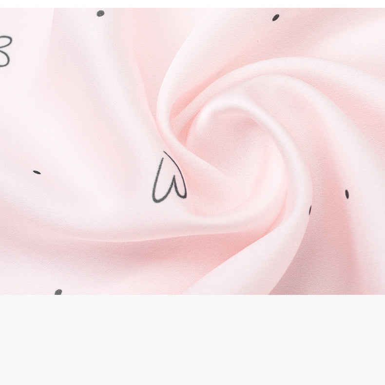 Fransız Yeni Stil Saten Dokulu İnce Model Saf Gecelik/Sabahlık Set