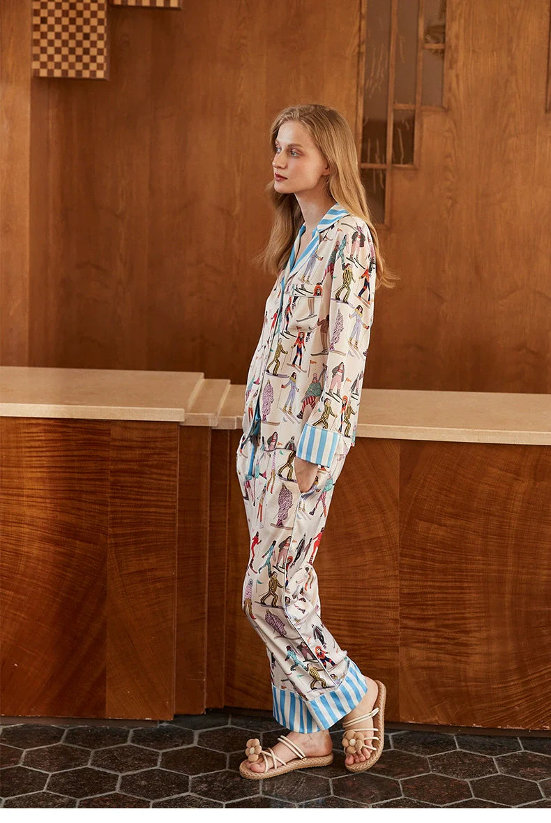 Maison Editorial Desenli Premium Saten Pijama Takımı