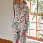 Kar Leopar Fransız Lüks Saten Pijama Takımı