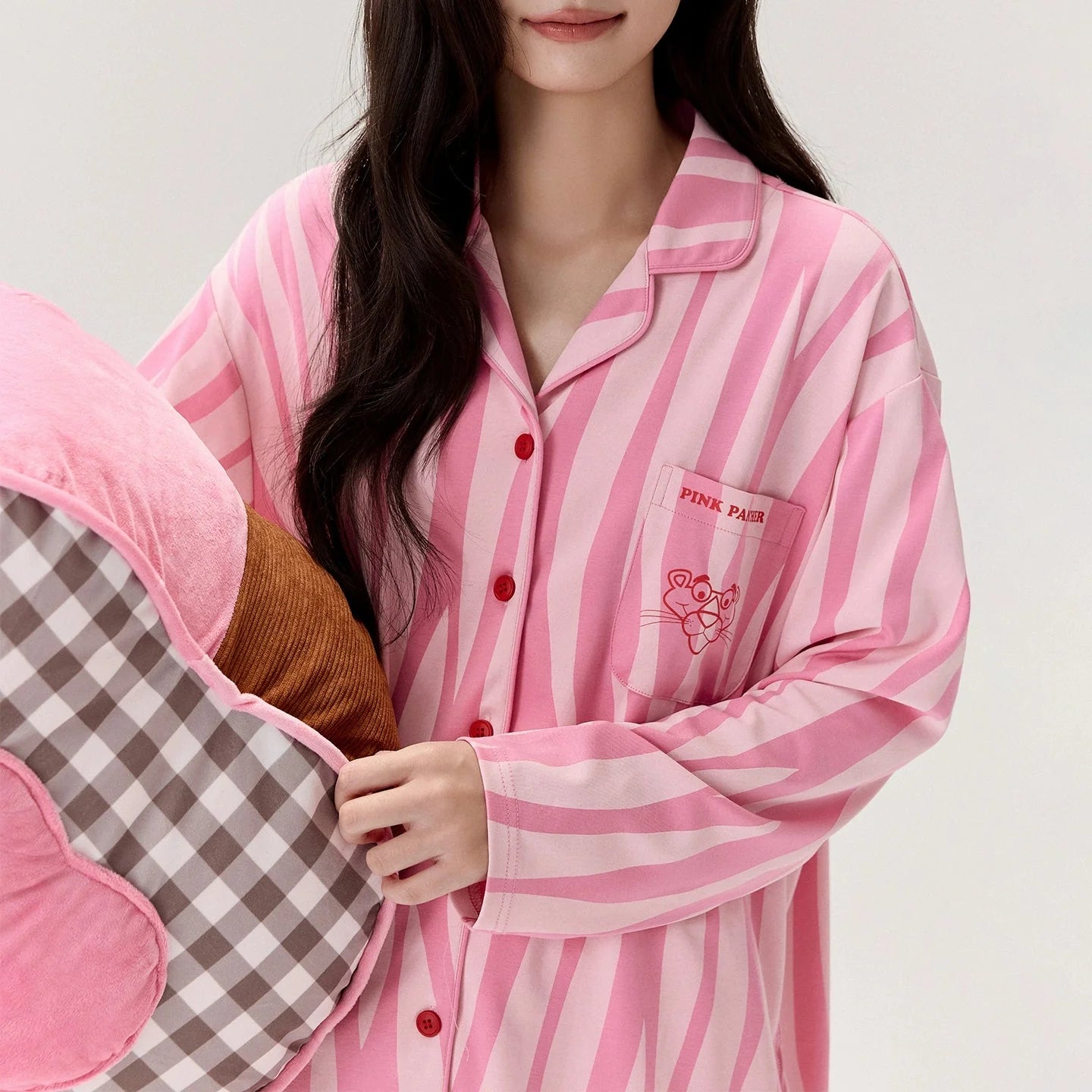 Pembe Pink Panther Pamuklu Modal Pijama Takımı