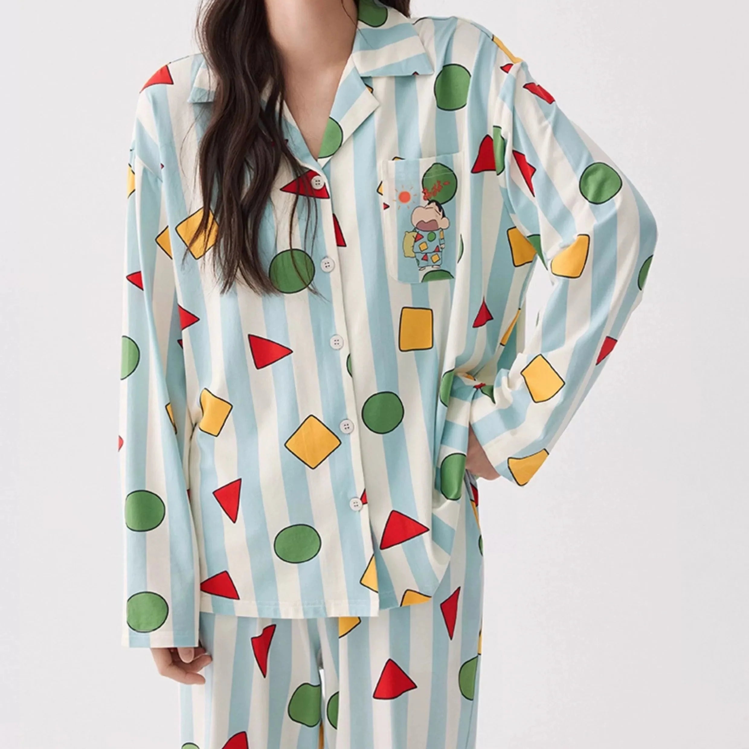 Geometric Candy Modal Pamuklu Pijama Takımı