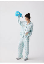 Mavi Karakter Desenli Modal Pamuklu Pijama Takımı