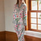 Kar Leopar Fransız Lüks Saten Pijama Takımı