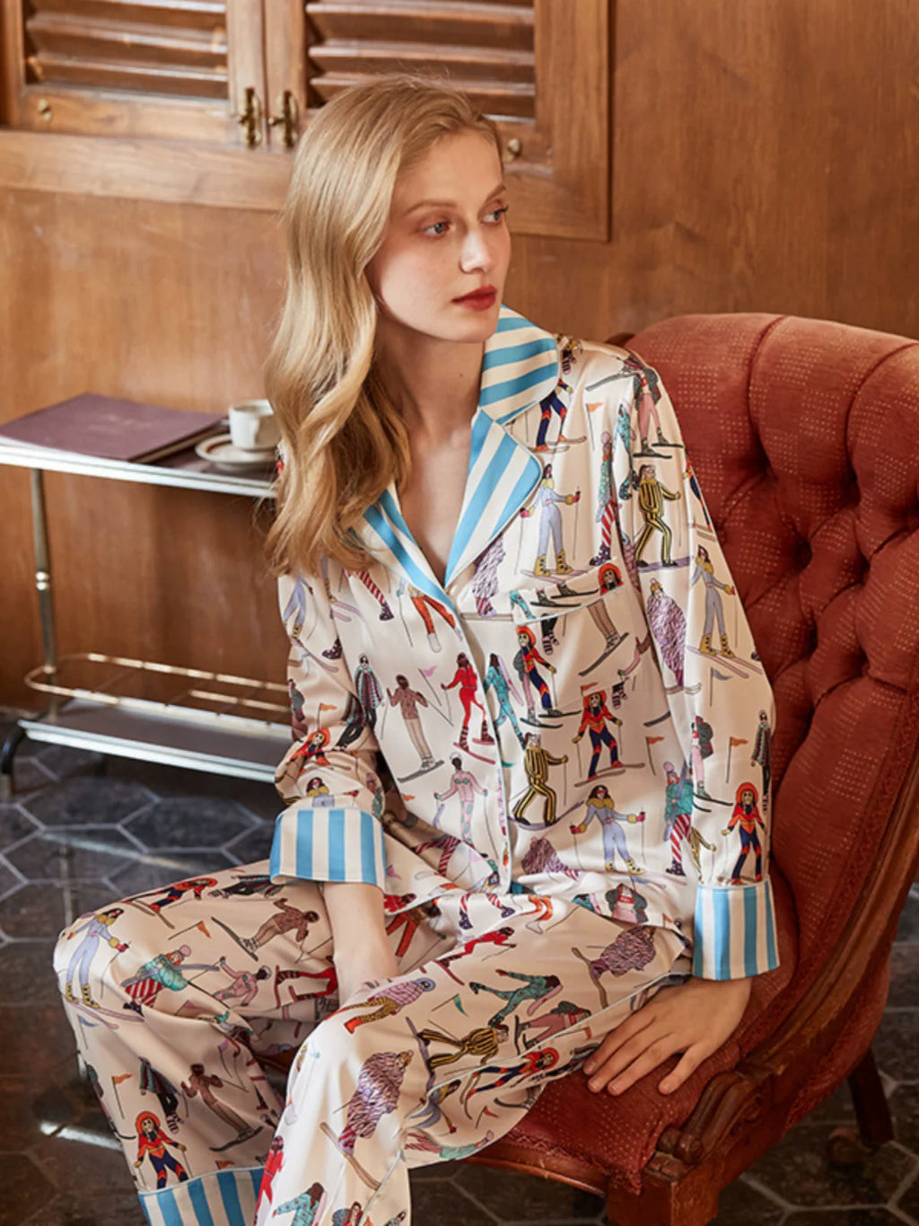 Maison Editorial Desenli Premium Saten Pijama Takımı