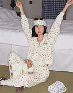 Kiraz Desenli Kapüşonlu Pijama Takımı