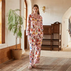 Pembe Époque Desenli Lüks Saten Pijama Takımı