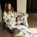 Leopar Desenli Renkli Baskılı Pamuklu Pijama Takımı