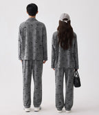 Gri Karakter Desenli Modal Pamuklu Çift Pijama Takımı