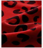 Kırmızı Leopar Desenli Pamuklu Pijama Takımı