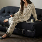 Ekru Dantel Detaylı Vintage Pamuklu Pijama Takımı