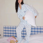 Kalp Desenli Pamuklu Pijama Takımı