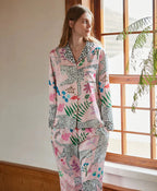 Kar Leopar Fransız Lüks Saten Pijama Takımı