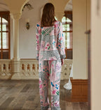 Kar Leopar Fransız Lüks Saten Pijama Takımı