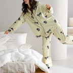 Yeşil Leopar Figürlü Pamuklu Pijama Takımı