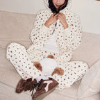 Kiraz Desenli Kapüşonlu Pijama Takımı