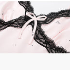 Fransız Yeni Stil Saten Dokulu İnce Model Saf Gecelik/Sabahlık Set