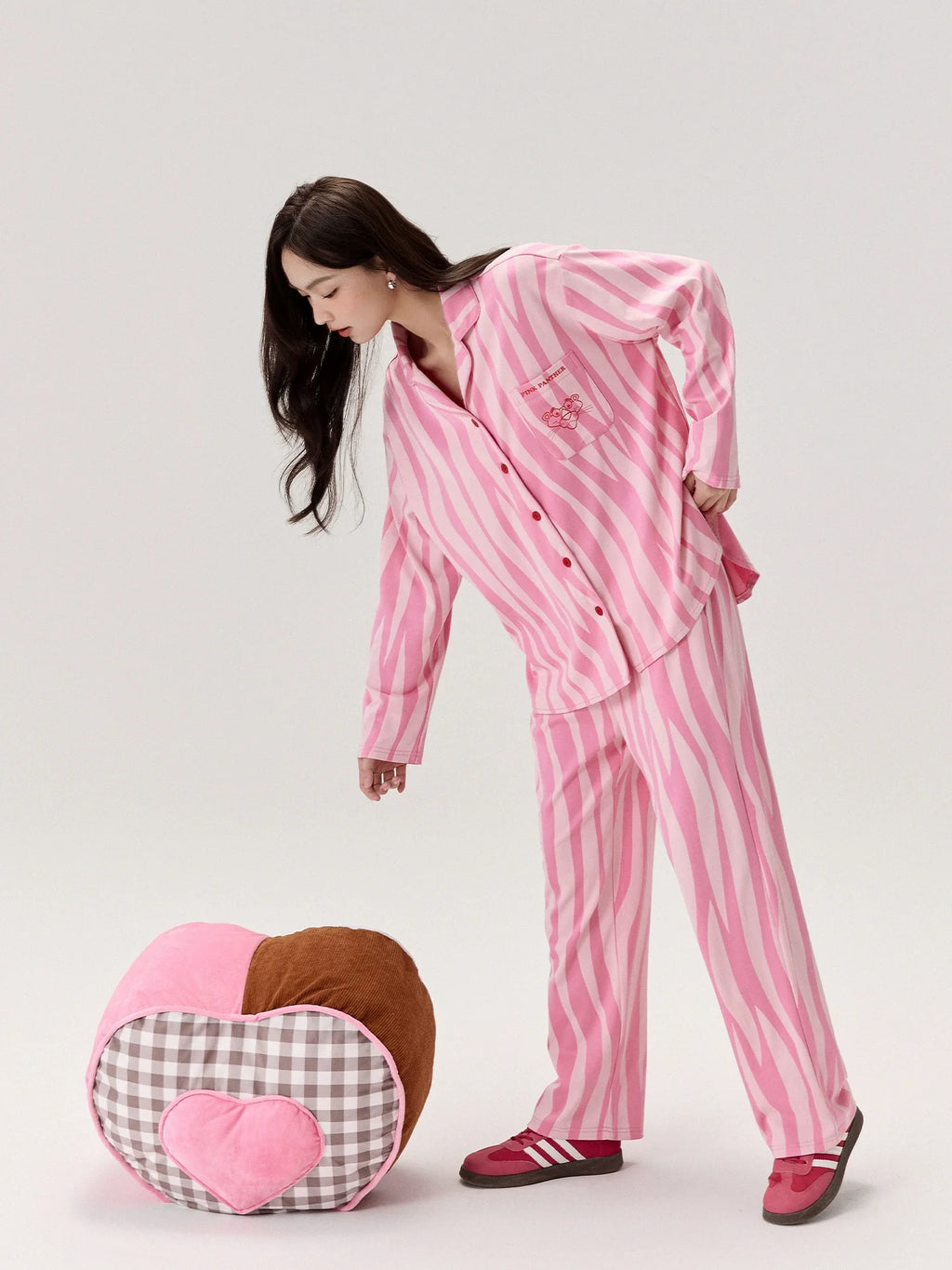 Pembe Pink Panther Pamuklu Modal Pijama Takımı