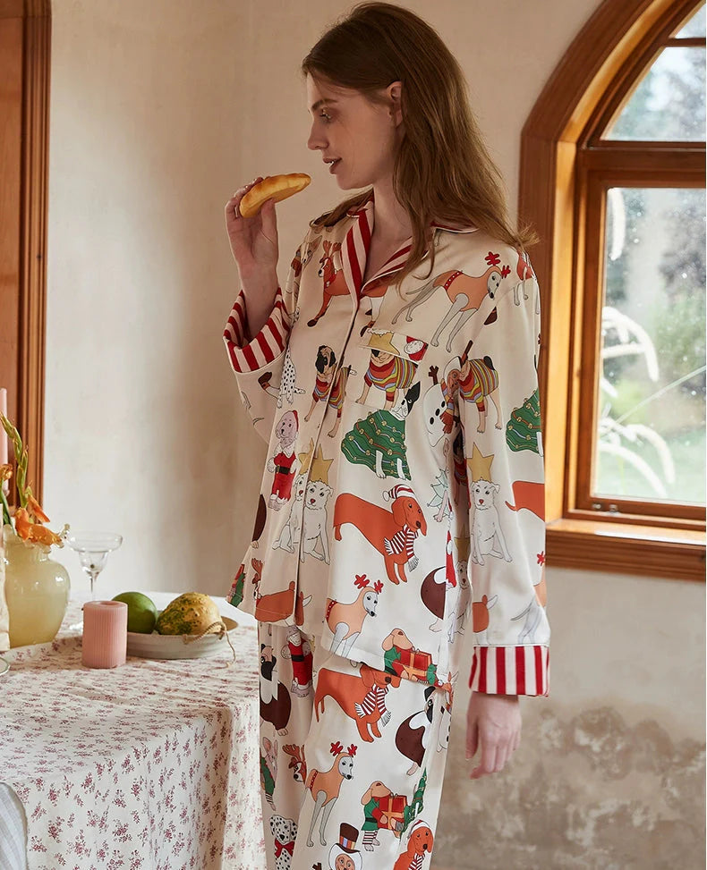 Noel Tasarım Koleksiyon Lüks Saten Pijama Takımı