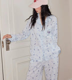 Kalp Desenli Pamuklu Pijama Takımı