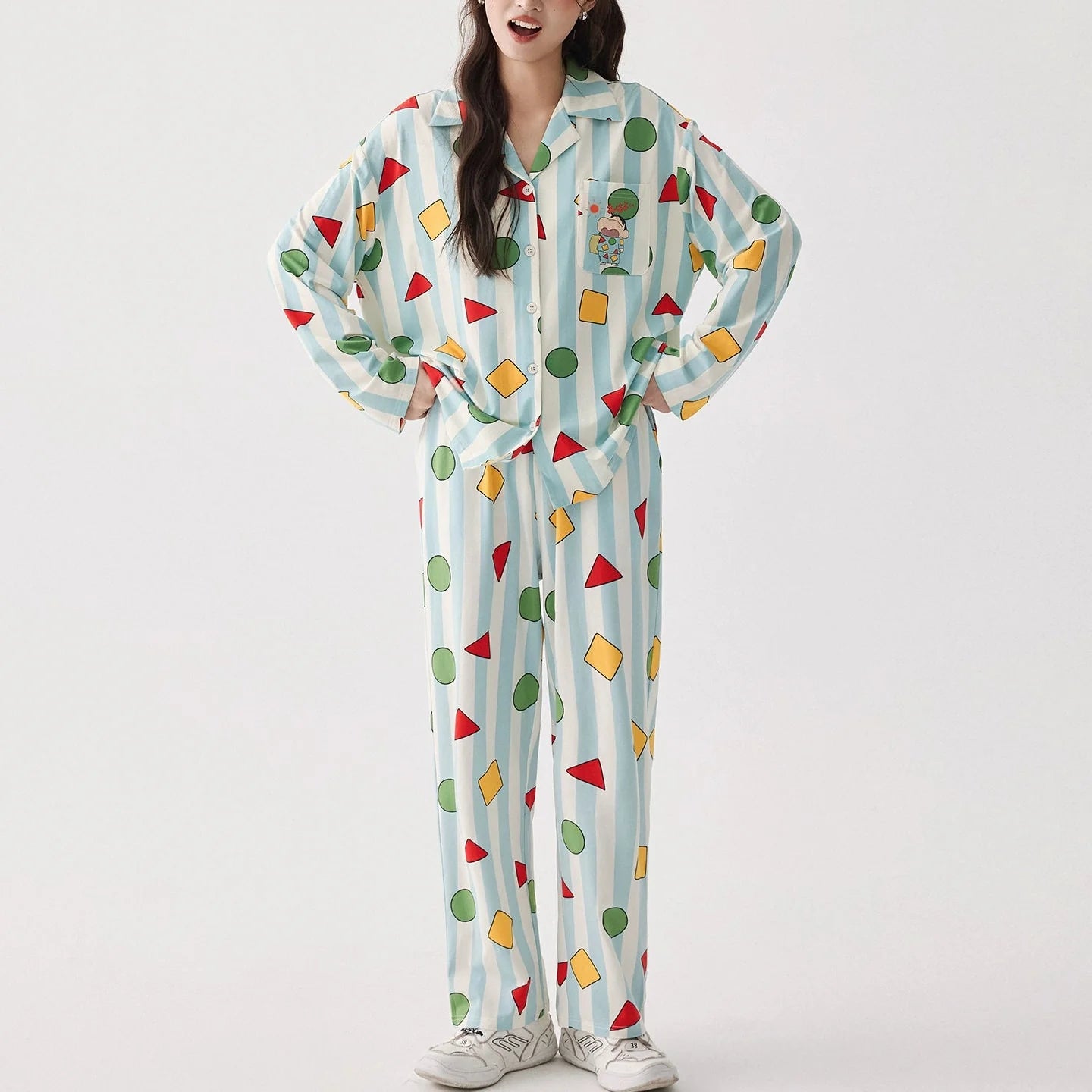 Geometric Candy Modal Pamuklu Pijama Takımı
