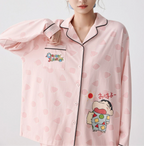 Pembe Karakter Desenli Modal Pamuklu Pijama Takımı