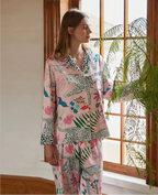 Kar Leopar Fransız Lüks Saten Pijama Takımı