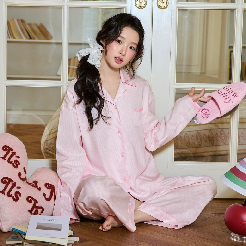 Pembe Çizgili Pamuklu Pijama Takımı