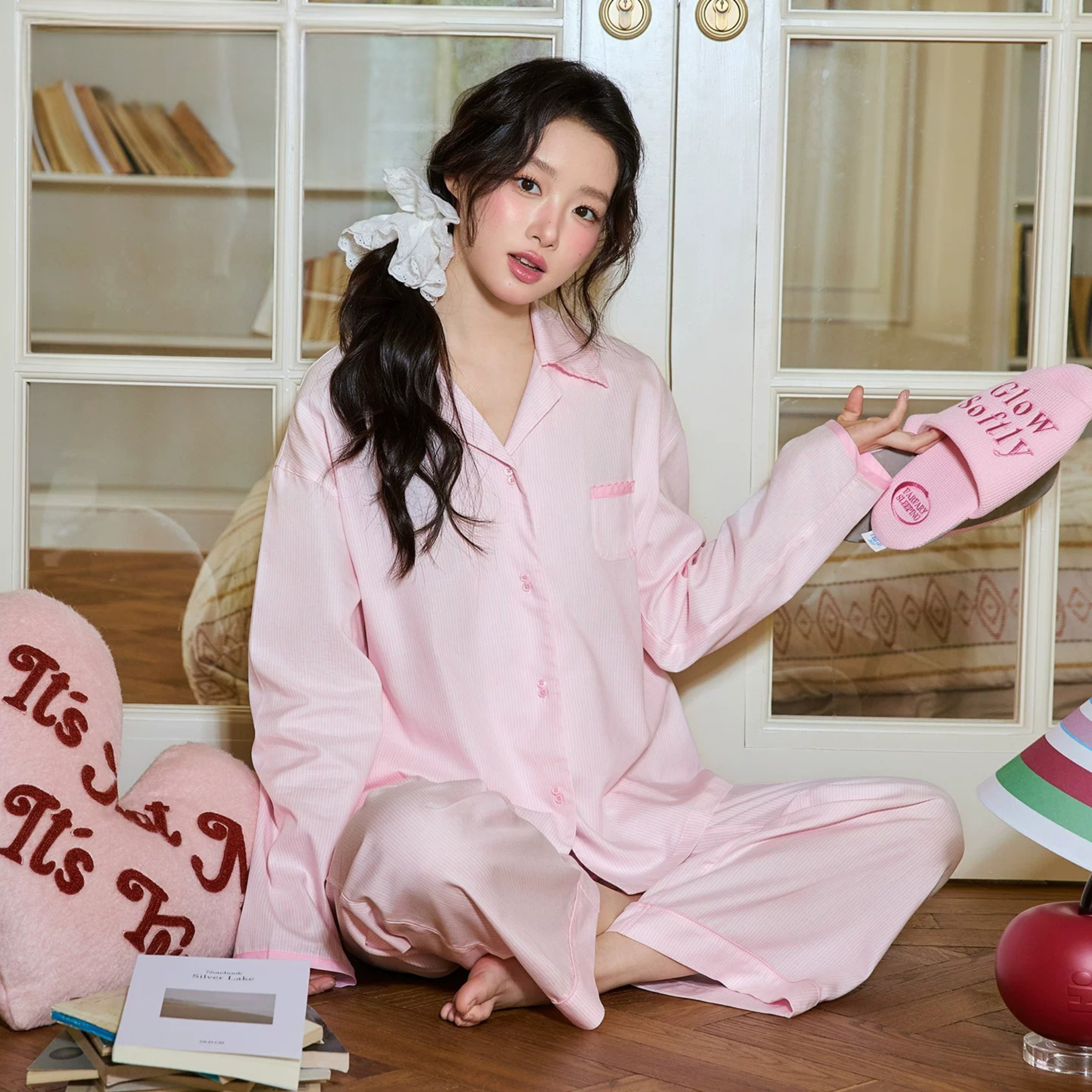 Pembe Çizgili Pamuklu Pijama Takımı