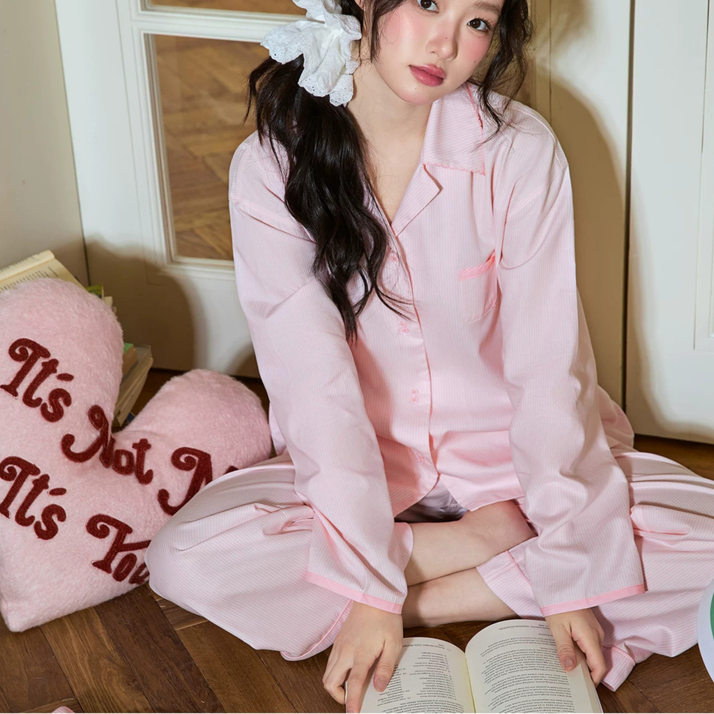 Pembe Çizgili Pamuklu Pijama Takımı