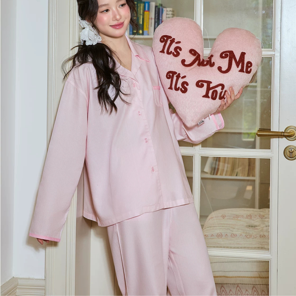 Pembe Çizgili Pamuklu Pijama Takımı