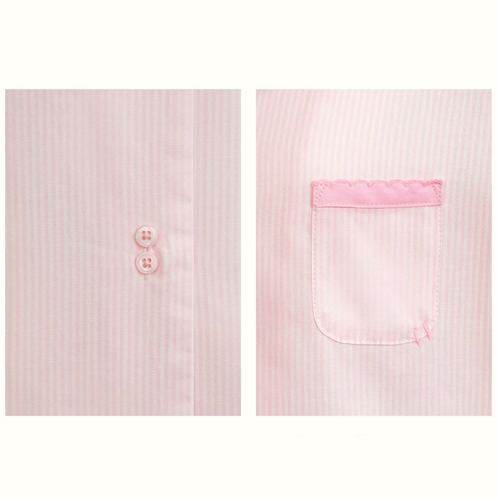 Pembe Çizgili Pamuklu Pijama Takımı