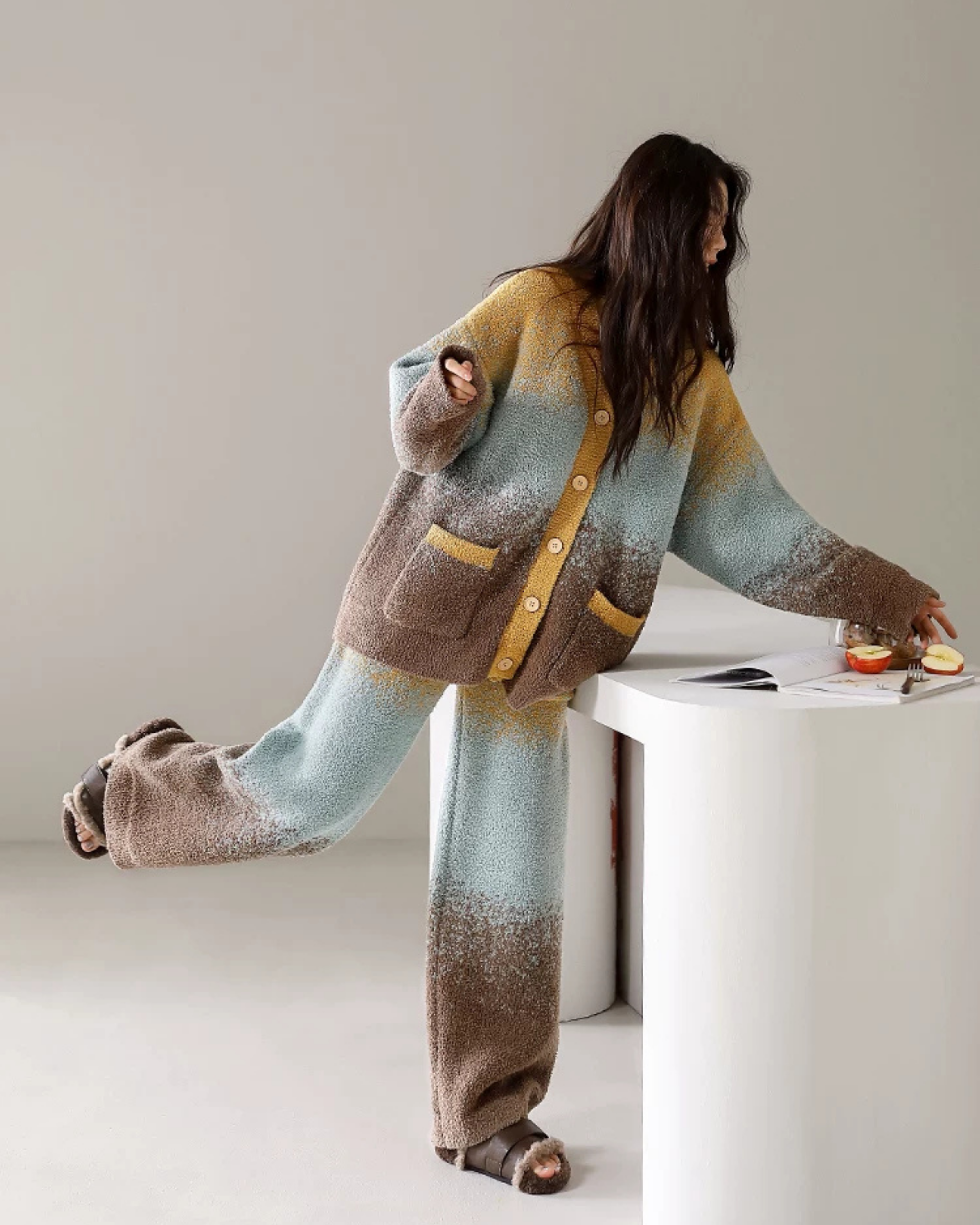 Gradyan Renkli Kalın Polar Pijama Takımı