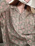 Pijama de Algodón con Estampado Floral Retro