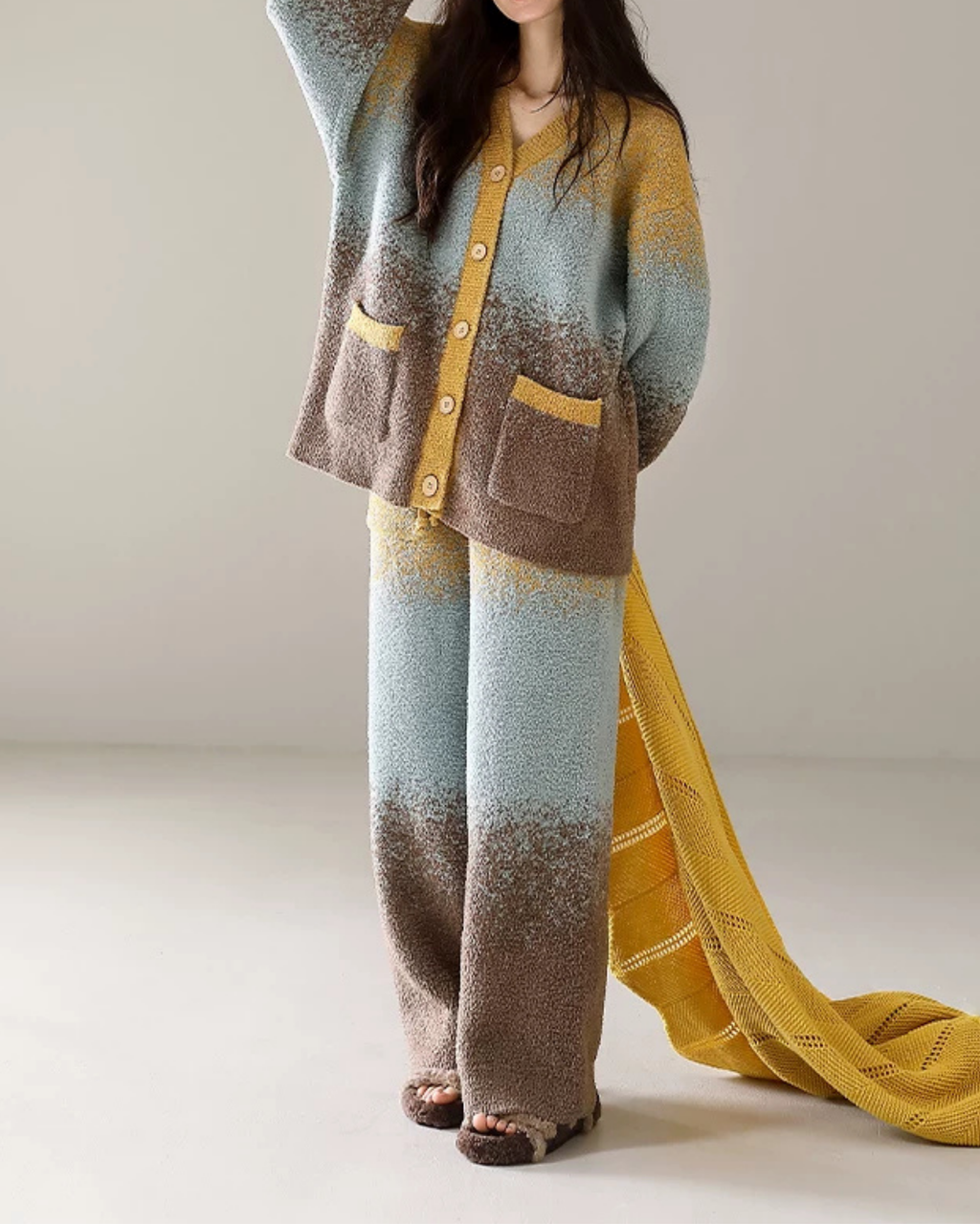 Gradyan Renkli Kalın Polar Pijama Takımı