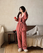 Flannel Three-Layer Cotton Padded Winter Pajama Set