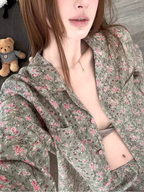 Pijama de Algodón con Estampado Floral Retro