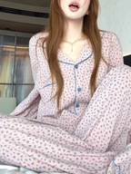 Pamuklu Çiçek Desenli Pijama Takımı