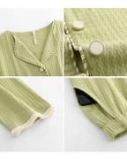 Yeşil Dokulu Pamuklu Pijama Takımı