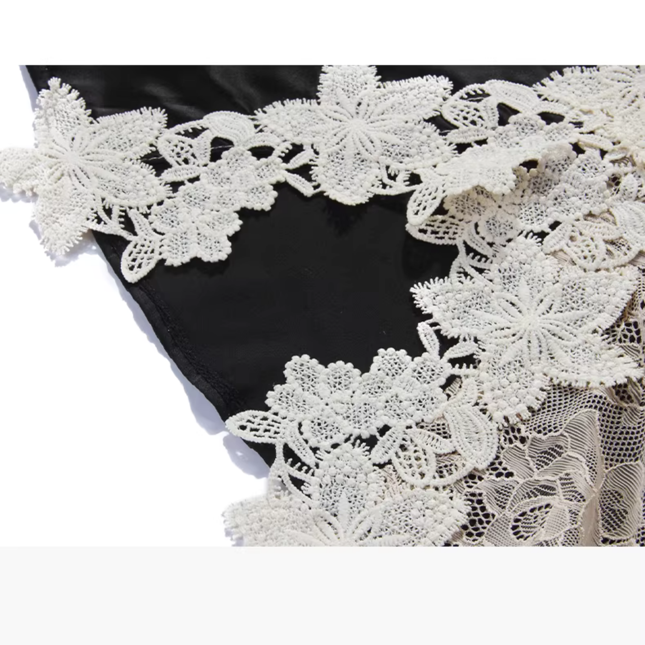 French Style Luxury Ice Silk Satin Textured Lace Nightgown/Robe Set