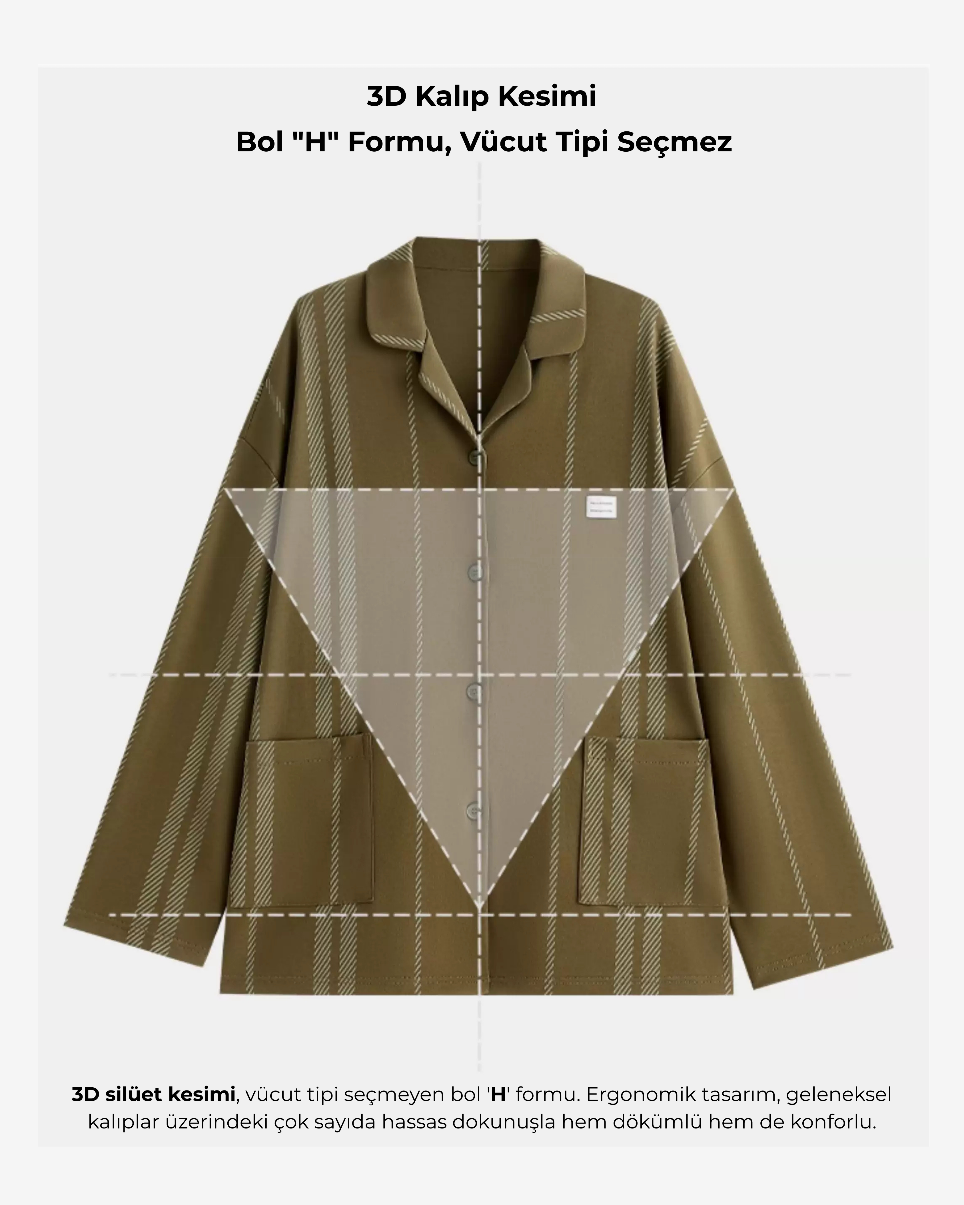 Yeşil Çizgili Dokulu Pamuklu Pijama Takımı