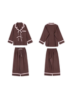 Pijama de encaje con lazo marrón