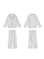 Conjunto de pijama de algodón gris a rayas premium con encaje