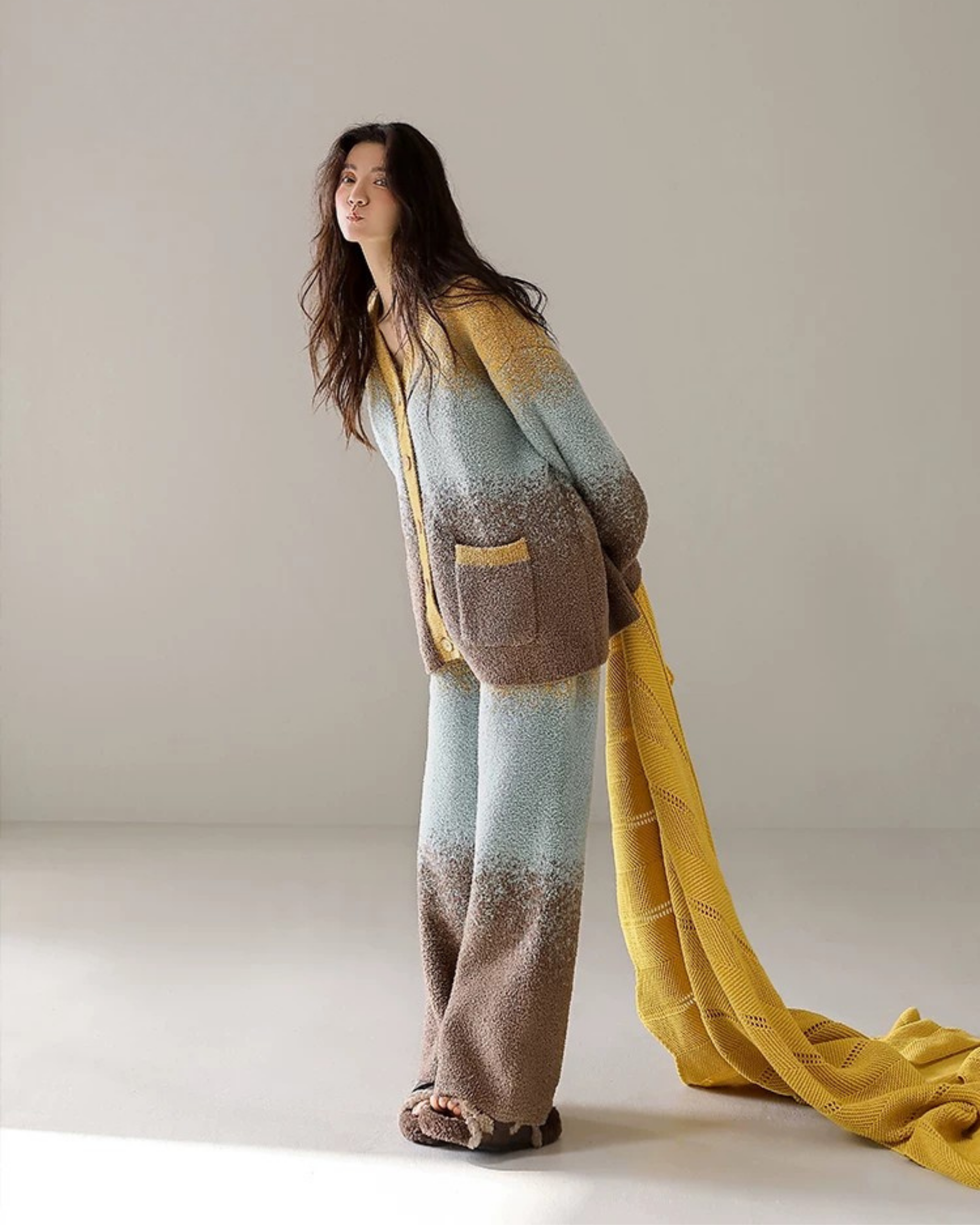 Gradyan Renkli Kalın Polar Pijama Takımı