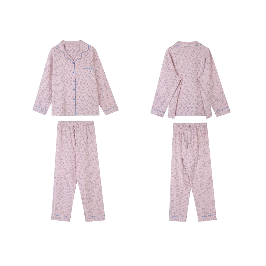 Pamuklu Çiçek Desenli Pijama Takımı