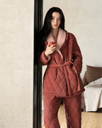 Flannel Three-Layer Cotton Padded Winter Pajama Set