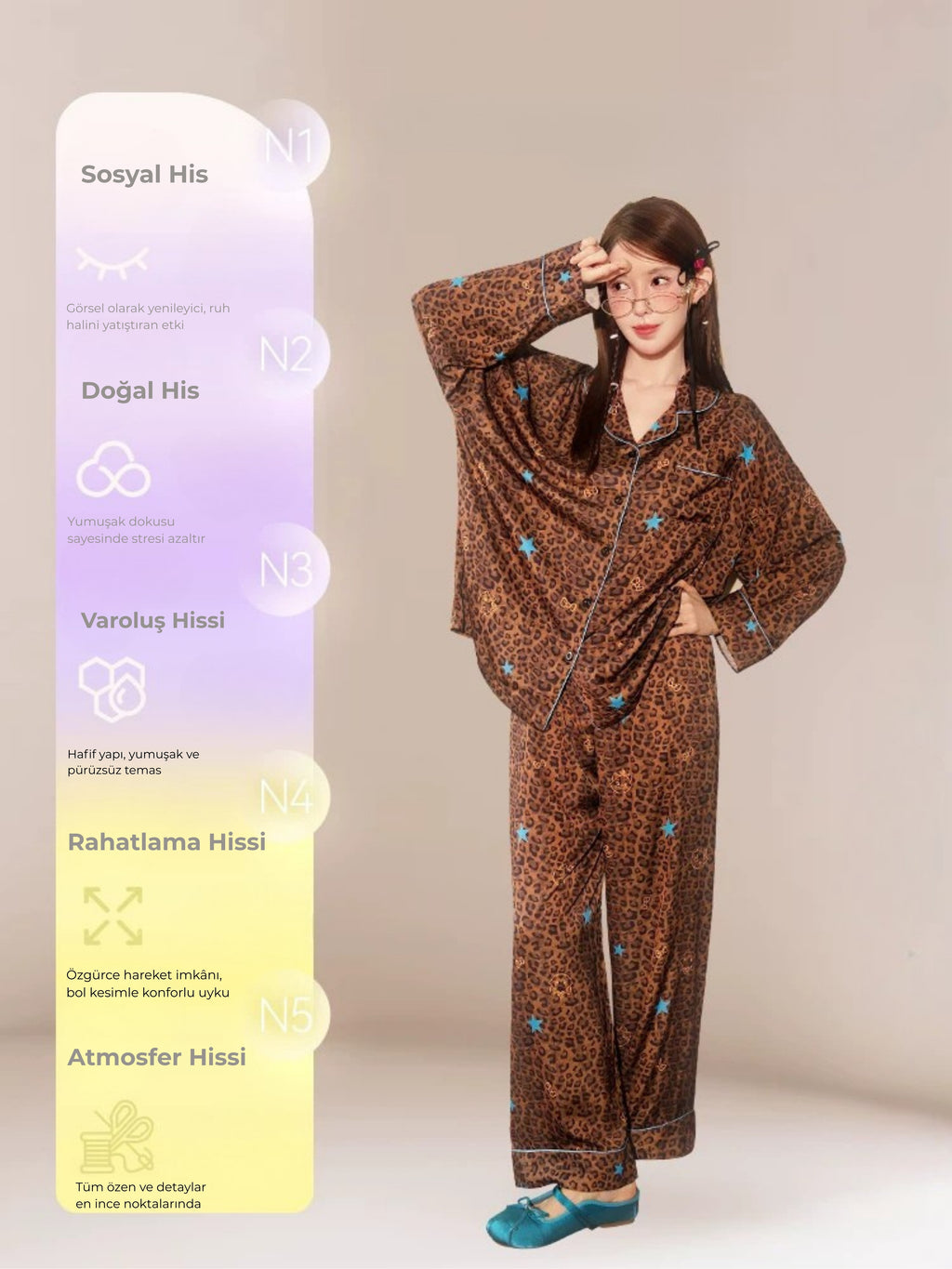 Disney Marie Leopar Desenli Saten Pijama Takımı