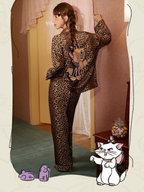 Disney Marie Leopar Desenli Saten Yüzeyli Pijama Takımı