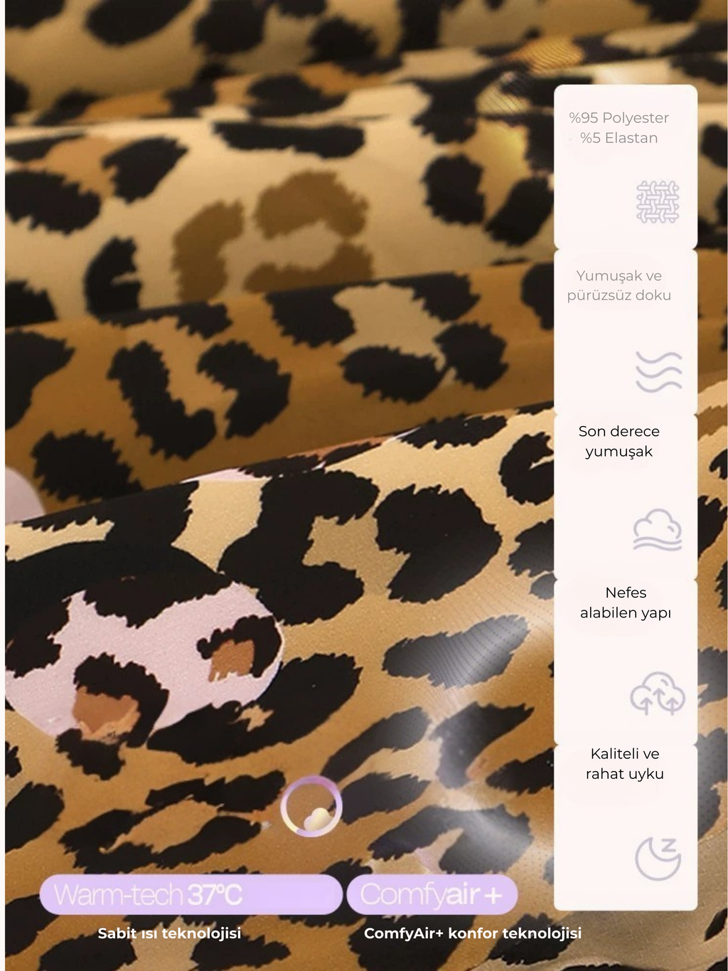 Disney Marie Leopar Desenli Saten Yüzeyli Pijama Takımı