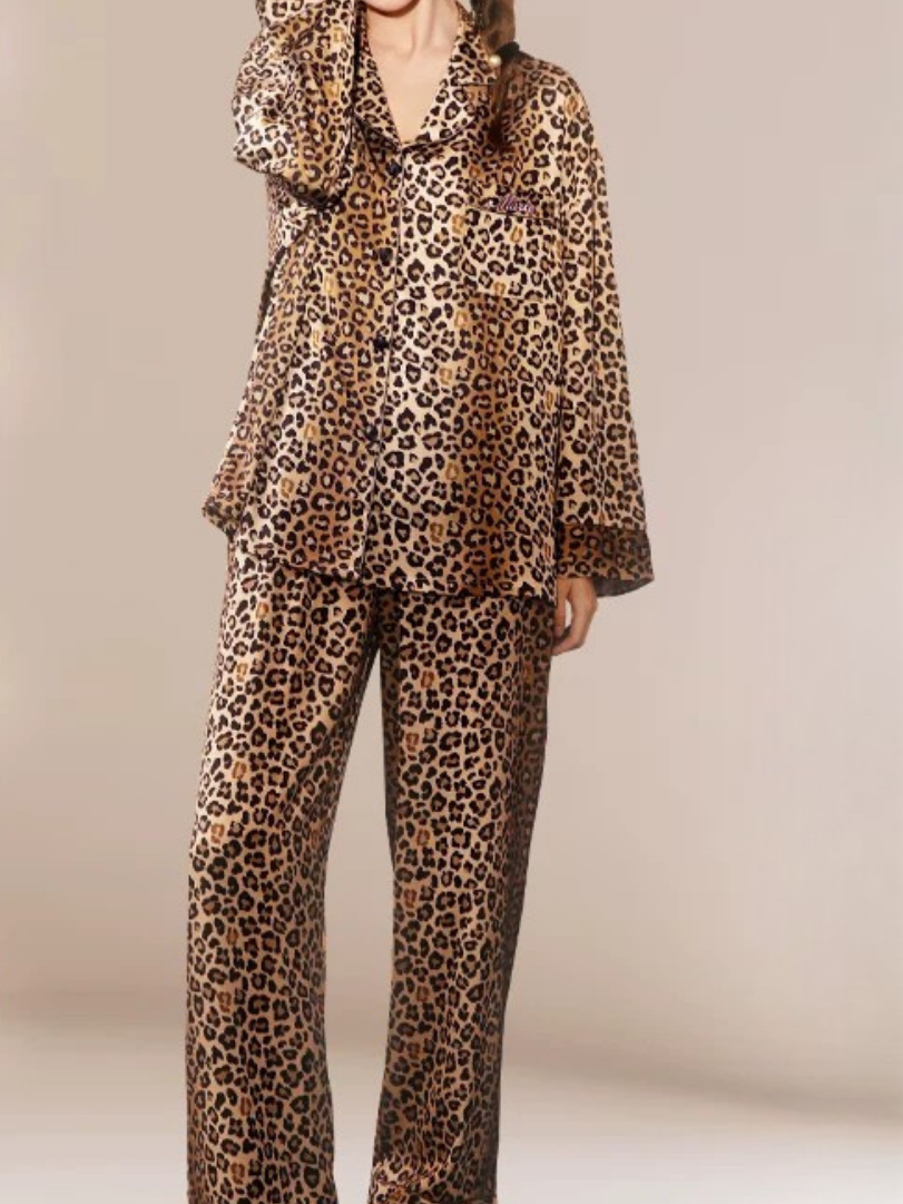 Disney Marie Leopar Desenli Saten Yüzeyli Pijama Takımı