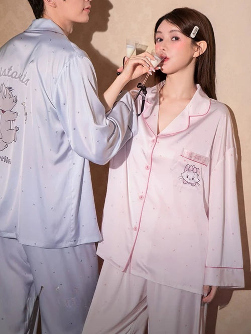 Pijama de satén rosa empolvado con el Gato Marie de Disney